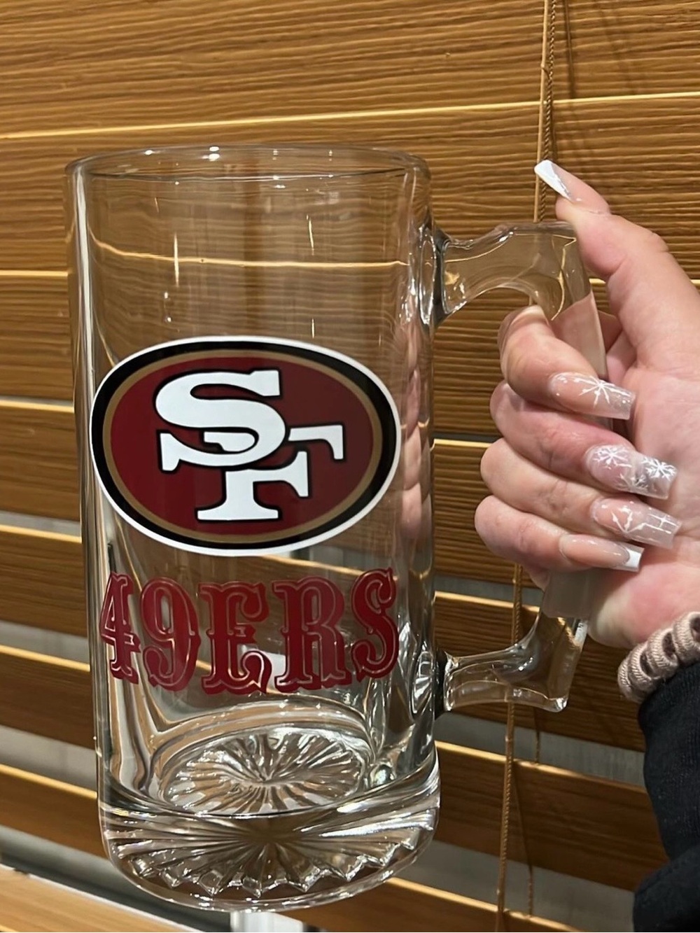 Clear Glass Beer Stein - Red Logo